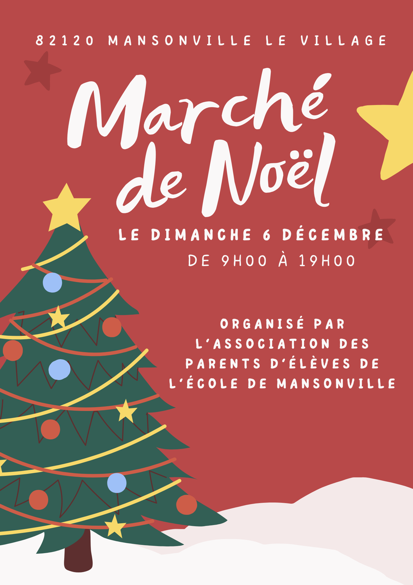 Marché de Noël à Mansonville organisé par l'association des parents d'élèves de l'école de Mansonville le Dimanche 6 décembre